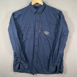 Fredd Marshall Mens Navy Blue Cotton Long Sleeve Button Heavy Shirt XXL